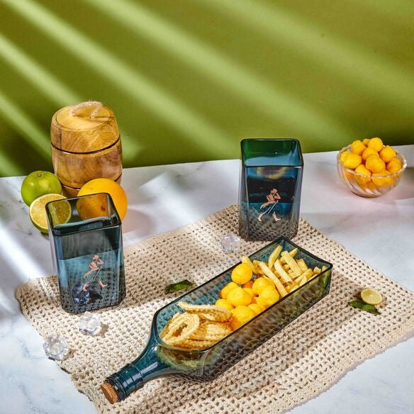 Double Black bottle Platter & glass